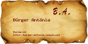 Bürger Antónia névjegykártya